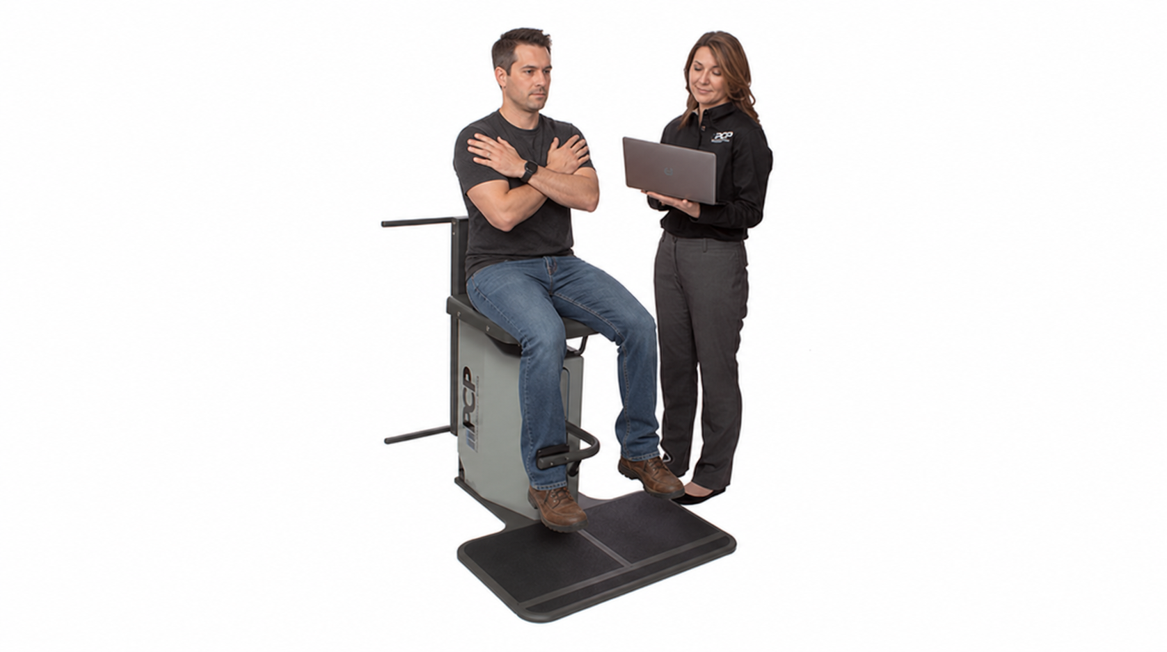 Man completing a seated PCP strength measurement